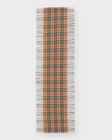 Burberry Vintage Check Fringe Cashmere Scarf