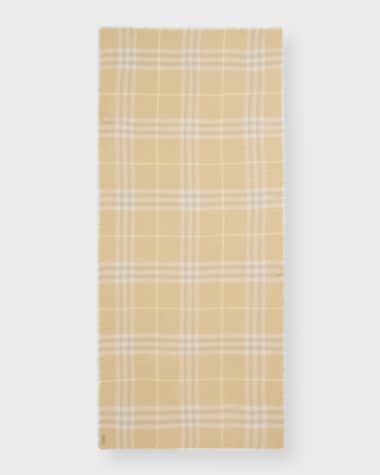 Burberry Yellow Lightweight Check Wool Scarf