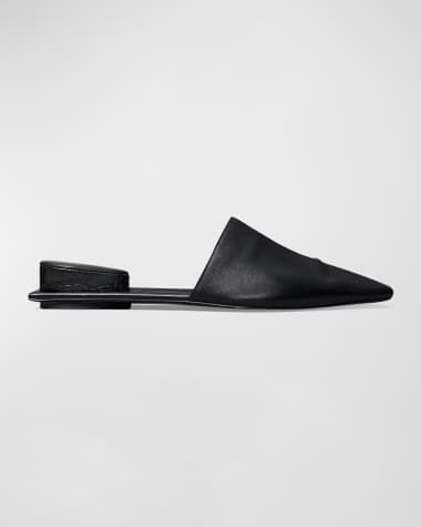 Tory Burch Leather Toe-Ring Ballerina Mules