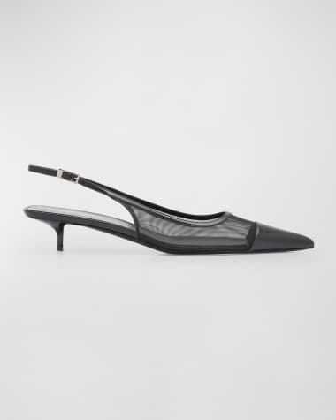 Saint Laurent Oxalis Leather Mesh Slingback Pumps