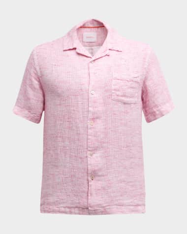 Swims Men's Capri Linen Micro-Print Short-Sleeve Shirt