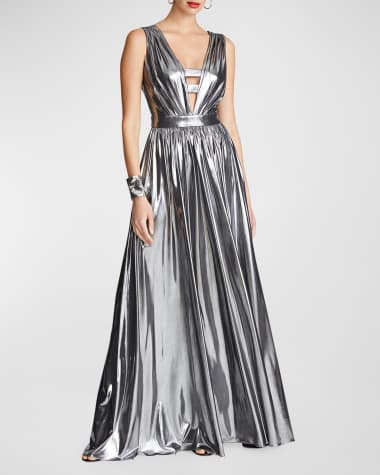 Halston heritage deals silver gown