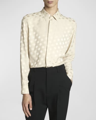 Saint Laurent Men's Polka Dot Jacquard Dress Shirt