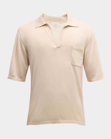 Saint Laurent Men's Johnny-Collar Knit Polo Shirt