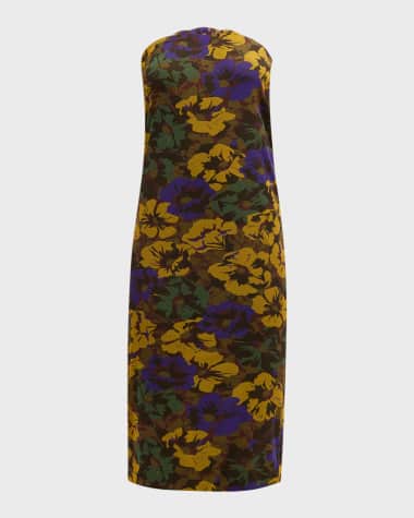 Saint Laurent Floral-Print Strapless Dress