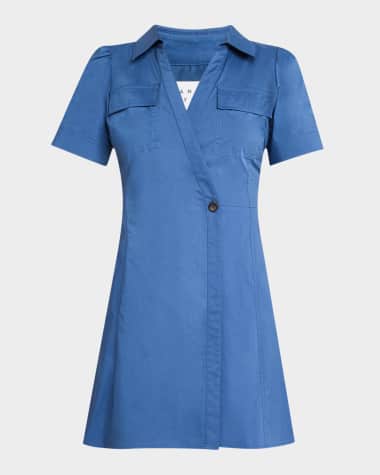 Tanya Taylor Cooper Flutter-Sleeve Mini Wrap Dress