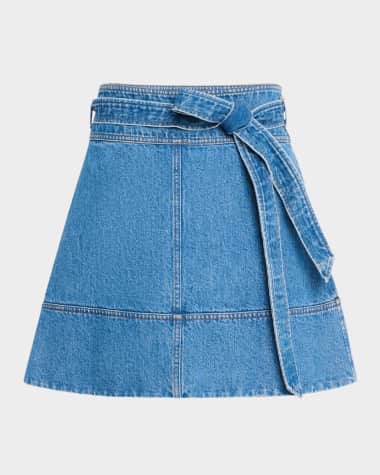 Tanya Taylor Courtney Belted Denim Mini Skirt