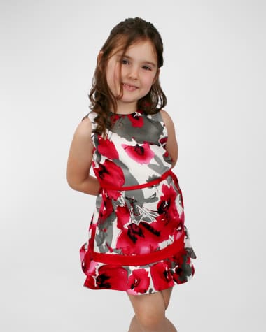 Helena Girl's Printed Bow Dress, Size 4-6