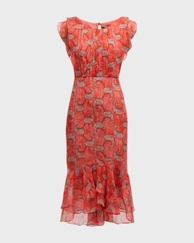 Saloni Aisha Floral Silk Chiffon Frill Dress