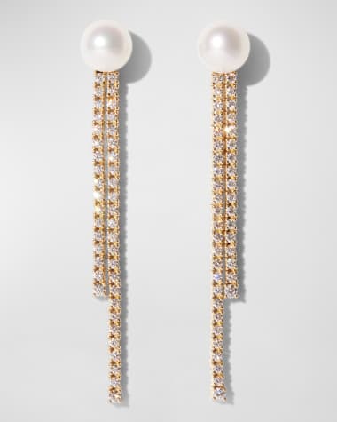 Mizuki Prive 18K Yellow Gold Akoya Pearl & Diamond Earrings