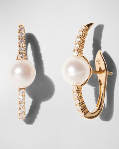 Mizuki 18K Yellow Gold Akoya Pearl & Diamond Earrings