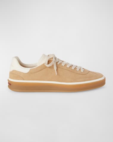 Loro Piana Mixed Leather Low-Top Tennis Sneakers