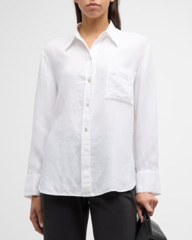 Vince Easy Silk Long-Sleeve Button-Front Shirt
