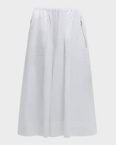 Vince Gathered Utility Zip-Pocket Cotton Midi Skirt