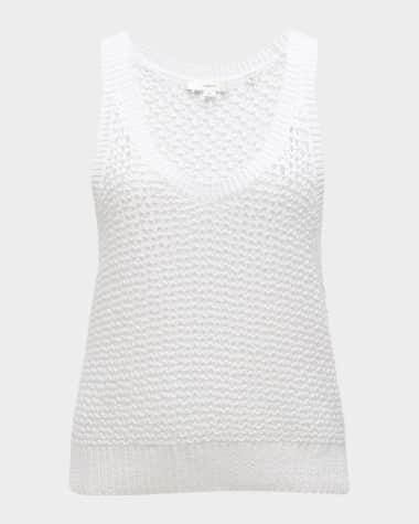 Vince Mesh Stitch V-Neck Tank Top