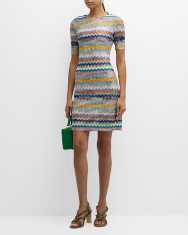 Missoni Chevron Knit Short-Sleeve Mini Dress