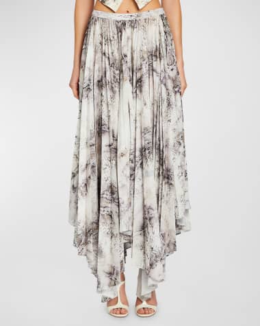 Retrofete Traci Snake-Print Handkerchief Maxi Skirt