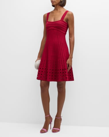 SIMKHAI Franklin Crochet Fit & Flare Mini Dress