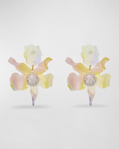 Lele Sadoughi Crystal Lily Earrings, Apricot Ombre