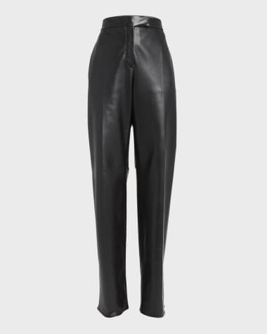 Alexander McQueen High-Rise Straight-Leg Leather Trousers