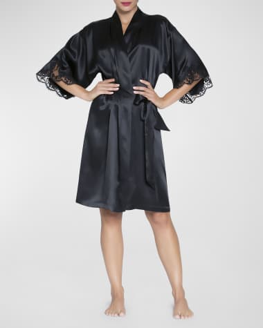 Macgraw cat-print silk robe - Black