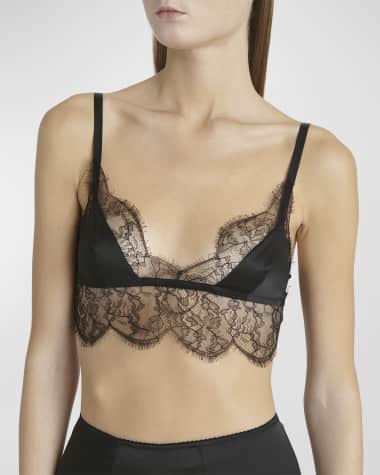 Elevated Geo Lace Unlined Triangle Bra, Black