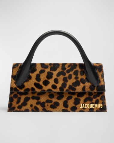Jacquemus Le Chiquito Long Leopard Calf Hair Top-Handle Bag