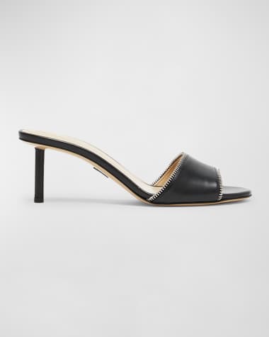 Paul Andrew Leather Zippy Stiletto Mule Sandals