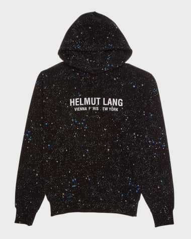 Helmut lang black wool hoodie with faux hair hot sale