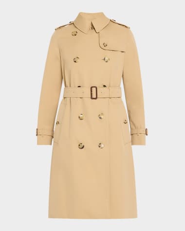 Burberry Kensington Organic Belted Double-Breasted Long Trench Coat