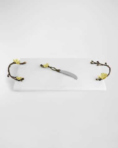 Michael Aram Gold Orchid Cheeseboard with Knife
