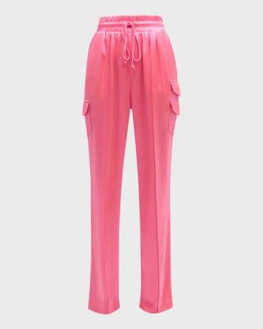 Cinq a Sept Sarie Satin Drawstring Straight-Leg Pants