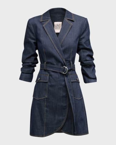 Cinq a Sept Jenessa Belted Denim Mini Wrap Shirtdress