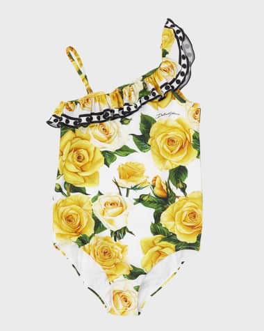 Dolce&Gabbana Girl's Flowering One-Piece Swimsuit, Size 2-14