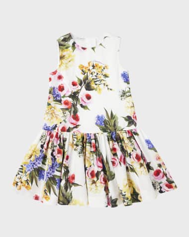 Dolce&Gabbana Girl's Flower Power Printed Cotton Sleeveless Dress, Size 2-6