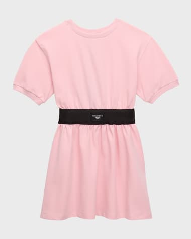 Dolce&Gabbana Girl's Logo Waistband Jersey Dress, Size 8-14