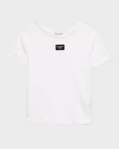 Dolce&Gabbana Girl's Logo Plaque Short-Sleeve T-Shirt, Size 8-14