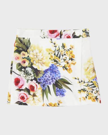 Dolce&Gabbana Girl's Flower Power Poplin Skort, Size 8-14