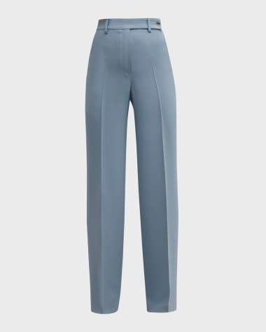 Kiton High-Rise Wide-Leg Crepe Pants