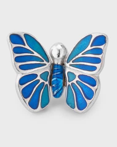 Jan Leslie Men's Sterling Silver Hand-Painted Enamel Butterfly Lapel Pin