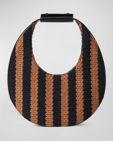 STAUD Moon Striped Straw Shoulder Bag