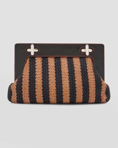 STAUD Alba Frame Striped Clutch Bag