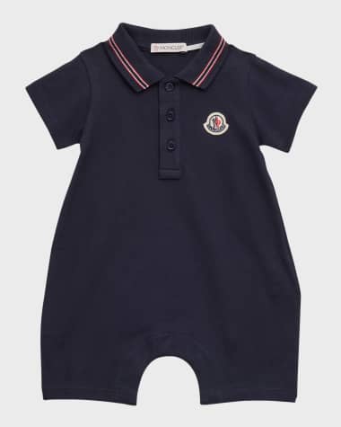 Moncler Boy's Logo Polo Playsuit, Size Newborn-24M