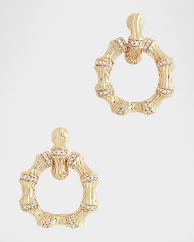 Anabel Aram Jewelry Cubic Zirconia Bamboo Double Hoop Earrings