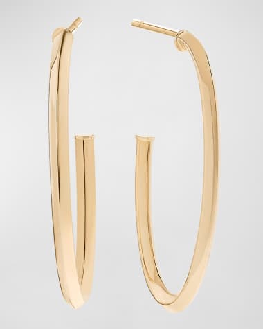 LANA 14K Yellow Gold Thin Oval Hoop Earrings