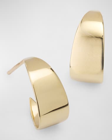 LANA 14K Yellow Gold Wrapped Wide Curved Huggie Earrings