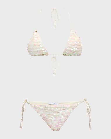 My Beachy Side Hand-Crochet Sequin Two-Piece Bikini Set