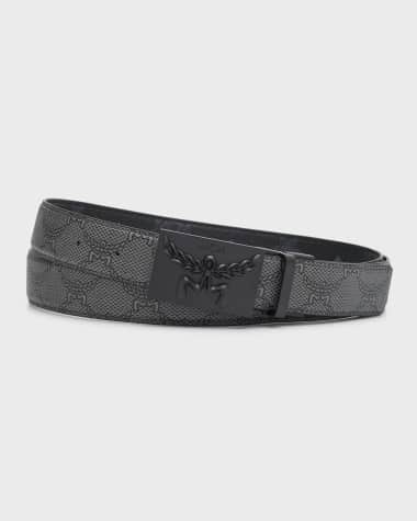 MCM Men's Embossed Monogram Leather Reversible Belt