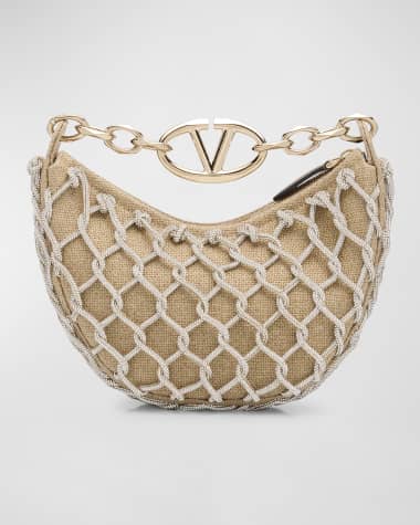 Valentino Garavani VLOGO Mini Netted Moon Hobo Bag