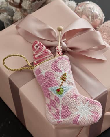 Bauble Stockings x Sainty Nelsen "Pink Holly Jolly Molly Martini" Mini Bauble Stocking
